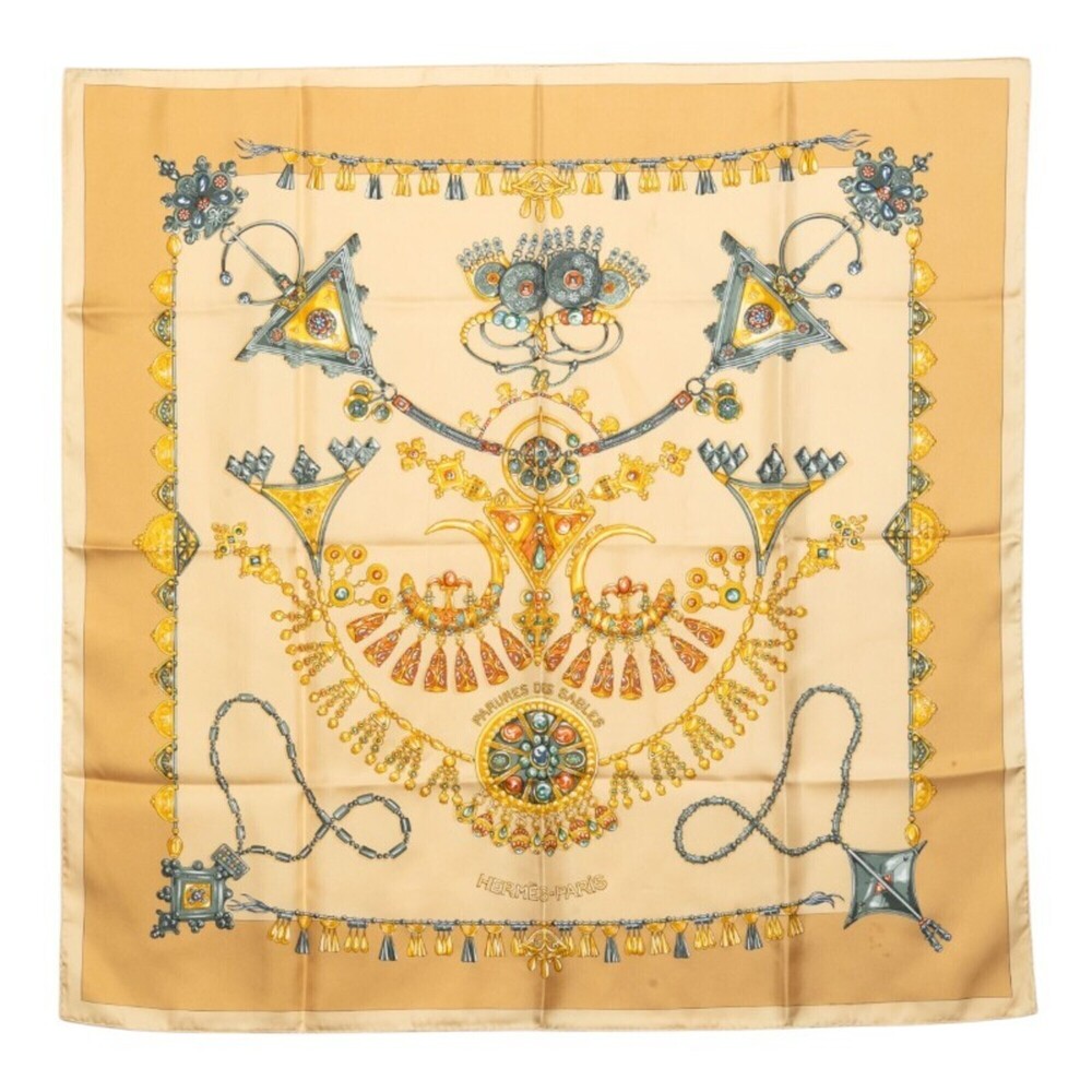 Hermes Carre 90 Desert Accessories (PARURES DES SABLES) Scarf/Muffler, Beige ...